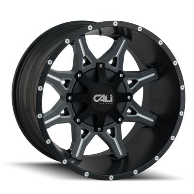 Cali Off-Road Obnoxious 9107, 22x12 Wheel with 8x6.5 and 8x170 Bolt Pattern - Satin Black Milled - 9107-22276M